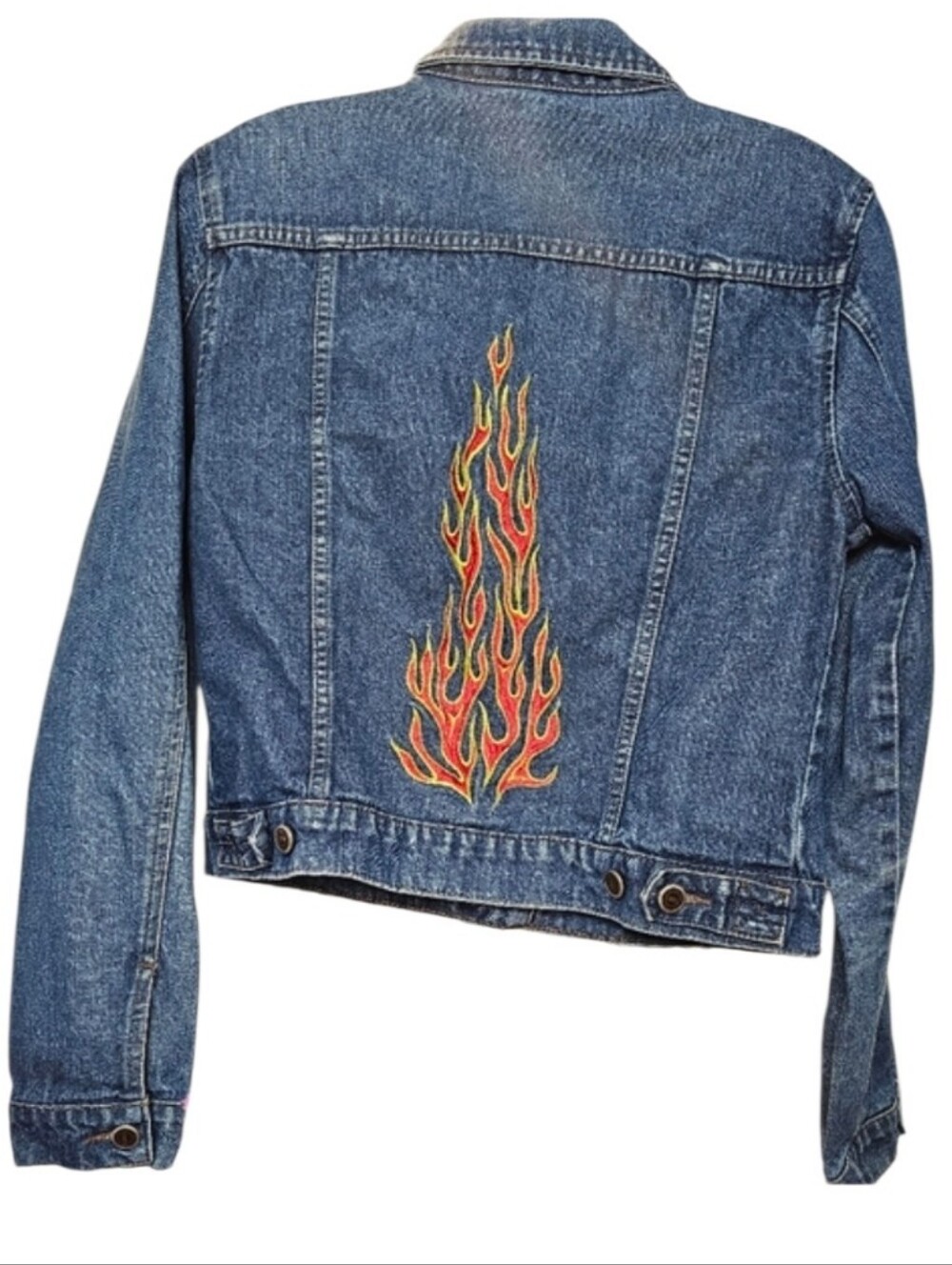 Rare Vintage Retro Todd Oldham Flames Y2K Denim Jacket - Medium